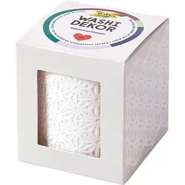Folia Washi-Dekor Blüten weiß Deko-Klebeband 50 mm x 5 m