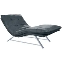 W.Schillig Relaxliege daily dreams Leder 95 x 91 x 170 cm Blau mit Kissen