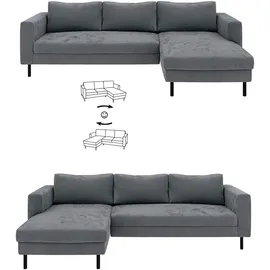 TRENDMANUFAKTUR Ecksofa Cord 2-Sitzer Grau