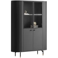 Lookway Vitrine, Schwarz, Holzwerkstoff, 112x155x40 cm, Wohnzimmer, Wohnwände, Vitrinenschränke