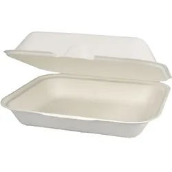 200 Bio Menüboxen Außerhaus Klappboxen Bagasse/Zuckerrohr Premium ungeteilt 24x20x8cm