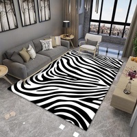 Flauschig Teppich 80x150 cm Schlafzimmer Teppich Flauschiger Groß Super Weich Teppiche Shaggy Anti-Rutsch Moderner Läufer Teppich Weiße Schwarze Abstrakte Zebra Beschaffenheit