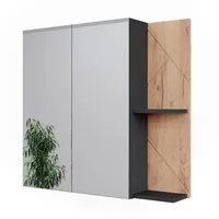 Vicco Badspiegelschrank Irma Anthrazit/Goldkraft Eiche 80 x 75 cm