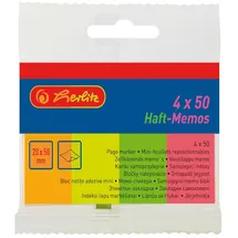 Herlitz Haft-Notizen, 20 x 50 mm, Neon: Orange, Gelb, Grün und Rot, 4 x 50 Blatt, selbstklebend