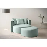 LeGer Home by Lena Gercke XXL-Sessel »ISALIE, Rundsessel mit Hocker, Lesesessel, Loveseat, Big-Sessel«, (Set), trendige Stoffe, 3 Zierkissen, große Sitzfläche, Cord, Samt, Bouclé