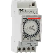 Vemer VP879100 Duet-D – Elektromechanische Zeitschaltuhr, tägliche Programmierung, 2-DIN-Module, Relais 16A, 230V, Montage auf Hutschiene, Grau