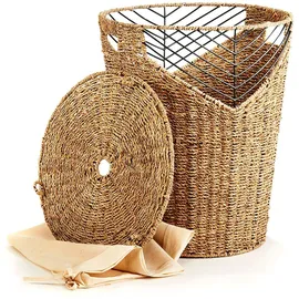 Locker Wäschekorb Wäschekorb, (1 St.) H: 50 cm beige Aufbewahrung Ordnung Wohnaccessoires