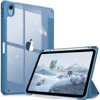Fintie Hybrid Hülle für iPad 10. Generation 2022 (10.9 Zoll) mit Stifthalter - Stoßfeste Schutzhülle mit transparenter Hartschale auf der Rückseite, Dunstblau