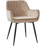CARRYHOME Armlehnstuhl Schwarz, Beige, Metall, Textil, Rundrohr, 56x79x58 cm, Bsci, inklusive Armlehnen, Esszimmer, Stühle, Esszimmerstühle, Armlehnenstühle