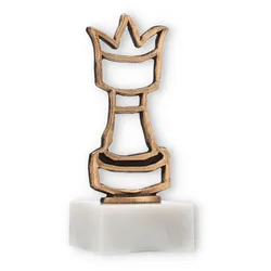 Pokal Konturfigur Schachfigur altgold auf weißem Marmorsockel 15,4cm