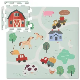 Relaxdays Puzzlematte Farm Weiß,Grün,Rot