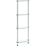 vidaXL Regal mit 4 Ablagen Vitrine Glasregal Dekoregal Sammlervitrine Standregal Glasvitrine Bücherregal Vitrinenschrank Transparent 30x30x100 cm Hartglas