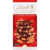 Lindt Schokolade | LES GRANDES Tafel Mandel-Salz | 150g | feinherbe Schokolade mit gesalzenen und karamellisierten Mandel-Stückchen | Schokoladen-Tafel