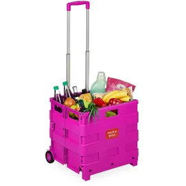 Relaxdays Einkaufstrolley pink 49 x 48 x 11 cm
