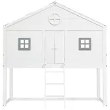 XDeer Hausbett mit Treppe 90 x 200 cm grau