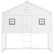 XDeer Hausbett mit Treppe 90 x 200 cm grau