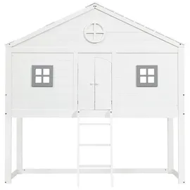 XDeer Hausbett mit Treppe 90 x 200 cm grau