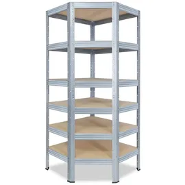shelfplaza Eckregal 200 x 90 x 60 cm Silberfarben