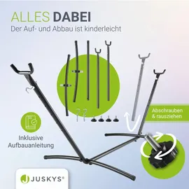 Juskys Hängematte Paya 281 x 107 x 96 cm Grau