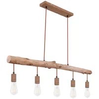 Retro Decken Pendel Lampe Fernbedienung dimmbar Höhenverstellbar Holz Hänge Leuchte im Set inkl. RGB LED Leuchtmittel