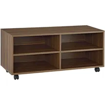 [en.casa] Lowboard mit Rollen 'Gränne' 90x35x41cm mobiles Regal TV-Schrank 4 Ablagen Fernsehregal Fernsehtisch Dunkler Holzton