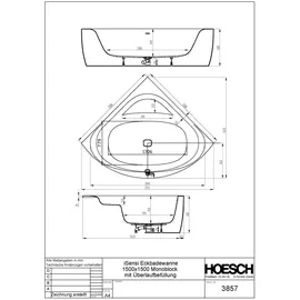 Hoesch iSensi Eckbadewanne 150 x 150 cm (3896.112)