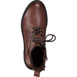 Marco Tozzi Damen Stiefeletten zum Schnüren aus Leder mit Reißverschluss, Braun (Cognac), 41 EU