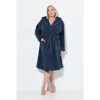 Ulla Popken Bademantel Bademantel Kapuze Gürtel A-Linie Frottee, 830466, Materialmix blau 42/44