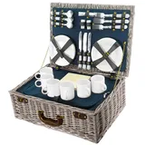 BEM Picknickkorb für 6 Personen 40 teiliges Set Weide 40 x 30 x 20 cm braun