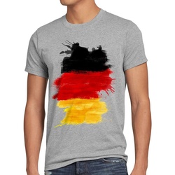 style3 Print-Shirt Herren T-Shirt Flagge Deutschland Fußball Sport Germany WM EM Fahne grau S