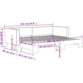 vidaXL Tagesbett Ausziehbar Creme 80x200 cm Stoff