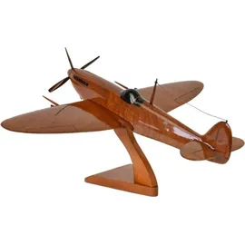 Casa Padrino Luxus Deko Jagdflugzeug Supermarine Spitfire Braun / Schwarz 40 x 36 x H. 20 cm - Holz Flugzeug mit Ständer - Propellerflugzeug - Mod... - Braun