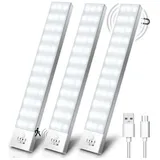 Schrankbeleuchtungs-set Mit 3 Stück, 5000k Usb Kabellose Led-schrankleuchte Mit Bewegungssensor, Wiederaufladbare Led-lampe Mit Eingebautem Magneten, Nachtlicht Für Kleiderschrank, Treppe, Küche, Flur