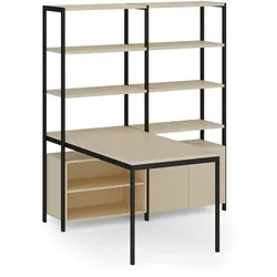 HOME OFFICE Baugruppe mit Einlegeböden, schwarz/birke
