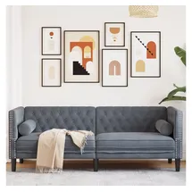 vidaXL Chesterfield-Sofa mit Nackenrollen 3-Sitzer Dunkelgrau Samt