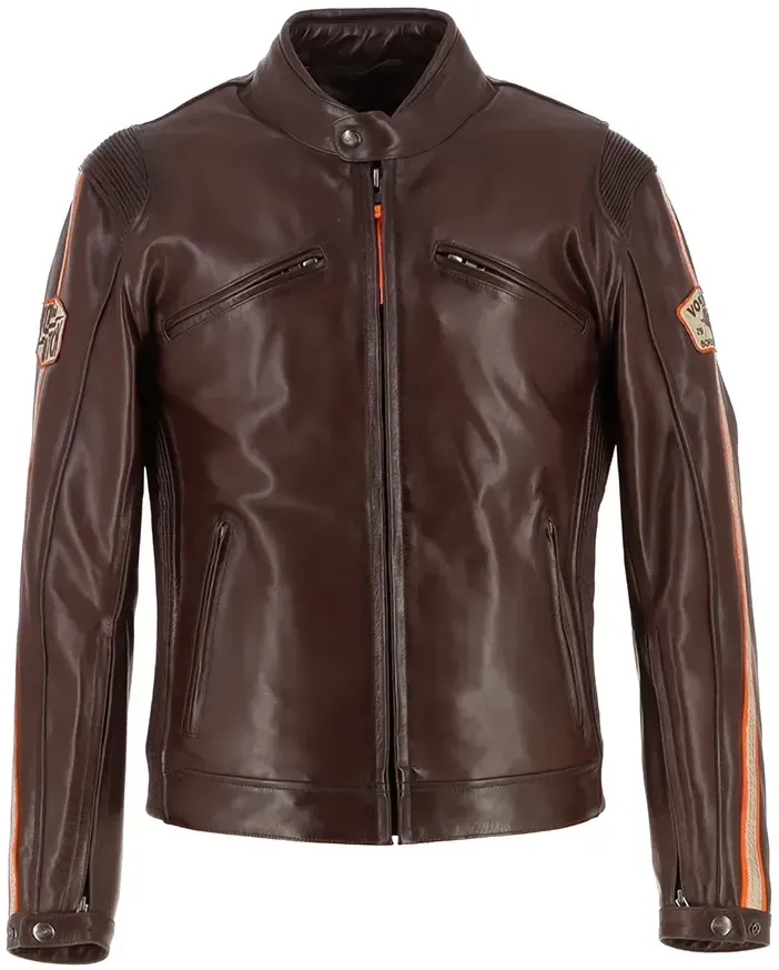 Von Dutch Fast Lederjacke - Brown / Beige / Orange - XL