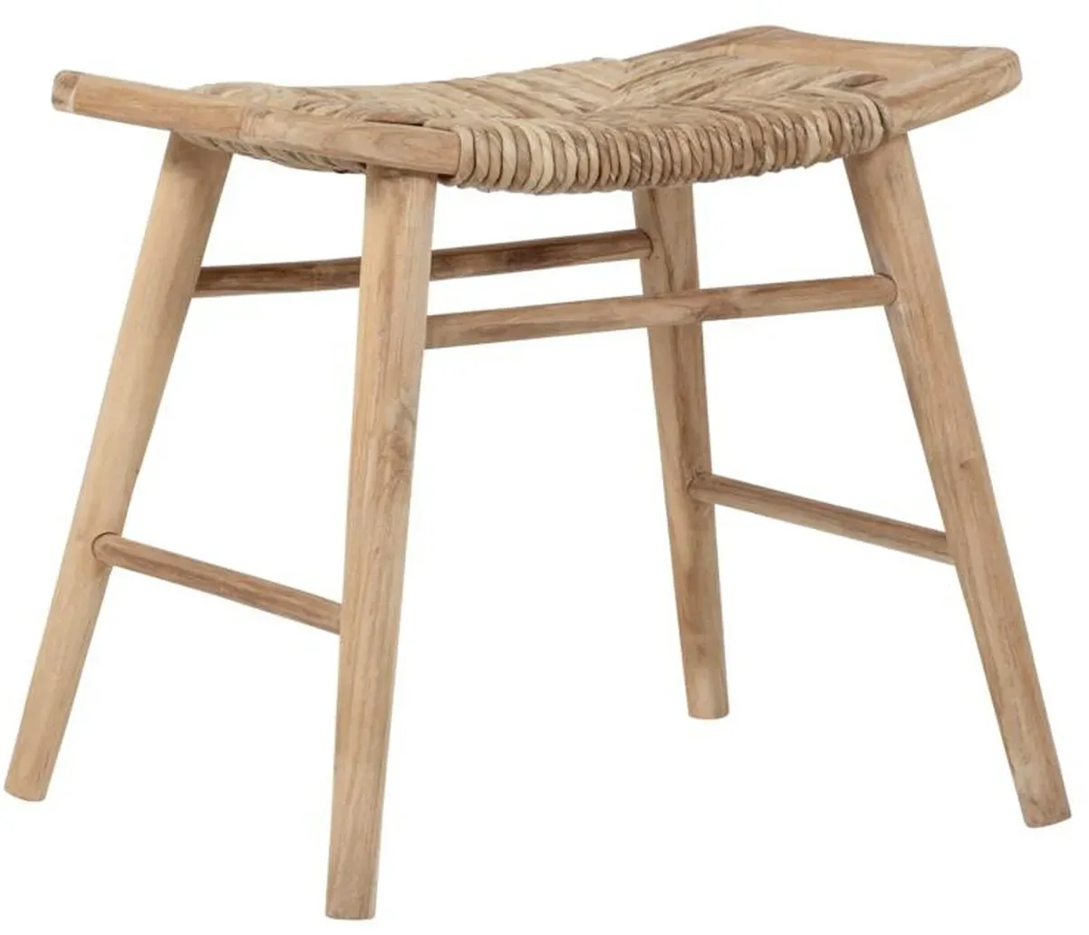 Hocker Rex aus Teakholz, skandinavischer Stil, Natur, rechteckig, Must Living, Indoor