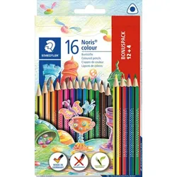 STAEDTLER 187 C12P1 Noris Colour Buntstifte im Kartonetui, 12 + 4 Stück