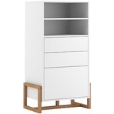 MID.YOU Highboard, Weiß, Buchefarben - 63.4x115.7x42 cm