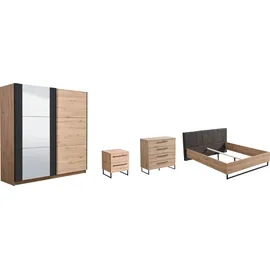 Home Affaire Schlafzimmer-Set HOME AFFAIRE "Sardinia", braun (artisan eiche), B/H: 160cm x 200cm, Schlafzimmermöbel-Sets, aus FSC-zertifiziertem Holzwerkstoff, Made in Europe