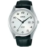 Quarzuhr LORUS Armbanduhren schwarz Herren Armbanduhr, Herrenuhr, Datum, Lederarmband, Saphirglas