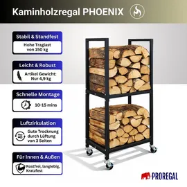 Proregal Kaminholzregal PHOENIX Metall 82 x 44 x 28 cm Schwarz