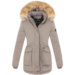 NAVAHOO Damen Designer Wintermantel Parka mit edlem Fellimitat Schneeengel