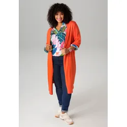 Strickjacke ANISTON PLUS, Damen, Gr. 48, orange, Feinstrick, Obermaterial: 80% Viskose, 20% Polyamid, unifarben, casual, figurumspielend kniefrei, Langarm Rippstrickbündchen, Strickjacken, in trendiger Farbpalette - NEUE KOLLEKTION