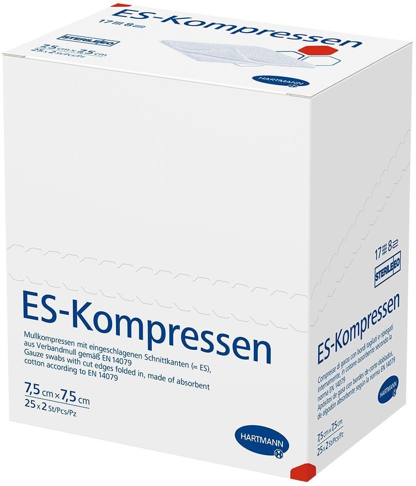 ES compresse stérile 8 fois 7,5 x 7,5 cm 25x2 pc(s) Compresses