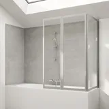 Hüppe Combinett 2 Badewannenabtrennung, 3-teilig, mit breitem Segment, 70 cm AC0701087321, Duschkabinen, silber matt