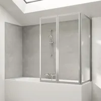 Hüppe Combinett 2 Badewannenabtrennung, 3-teilig, mit breitem Segment, 70 cm AC0701087321, Duschkabinen, silber matt