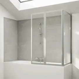 Hüppe Combinett 2 Badewannenabtrennung, 3-teilig, mit breitem Segment, 70 cm AC0701087321, Duschkabinen, silber matt