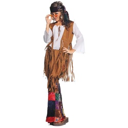 Underwraps Kostüm Patchwork Hippie, Ausgefallenes 70er Jahre Kostüm für Damen weiß L