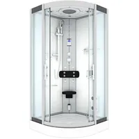 AcquaVapore D46-00T0-EC Komplettdusche mit Schiebetür 80 x 80 cm Weiß Sicherheitsglas Duschwanne